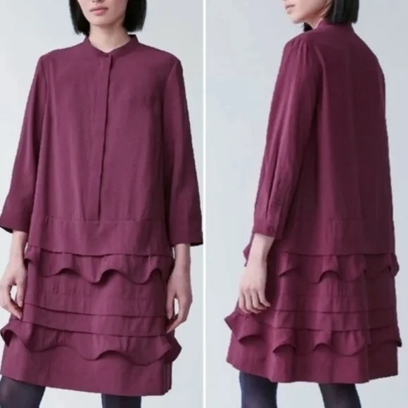 COS Scalloped Trim Layered Ruffle Dress - Picture 1 of 10